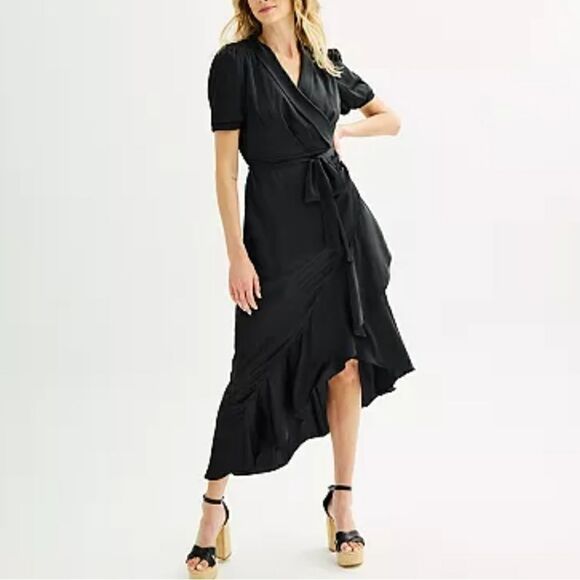 Women's Nine West Ruffled Wrap Midi Dress - Picture 1 of 6